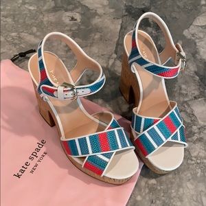 *NEW* Kate Spade grace striped raffia sandals 8